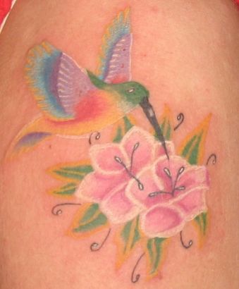 Flower And Hummingbird Tats